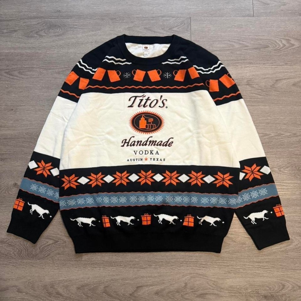 Tito's Vodka Holiday Dog People Sweater Size 2XL 2023 Fair Isle Copper Orange